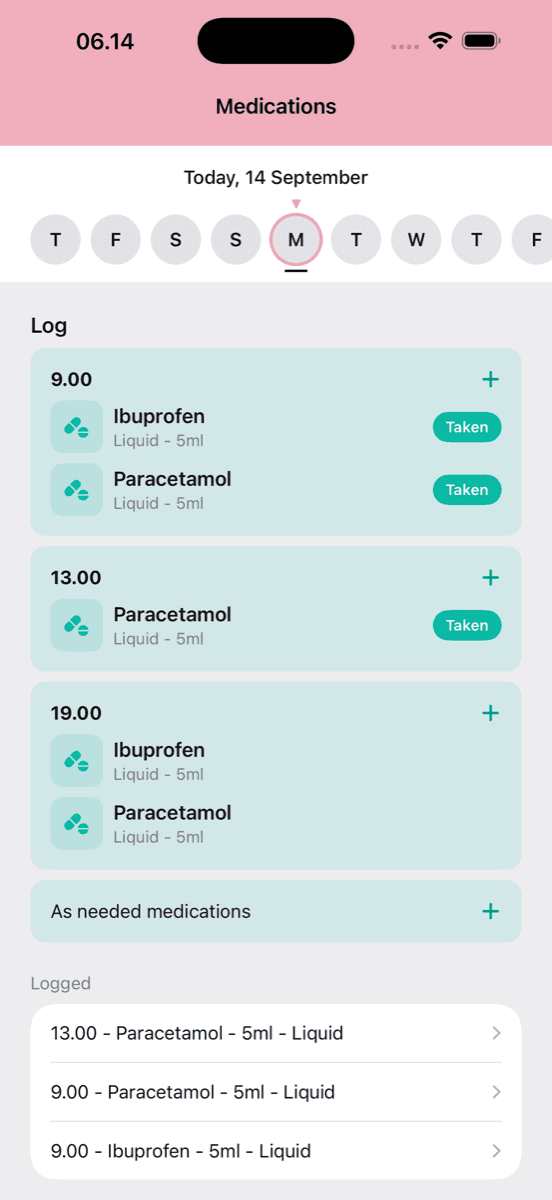 Medication schedule